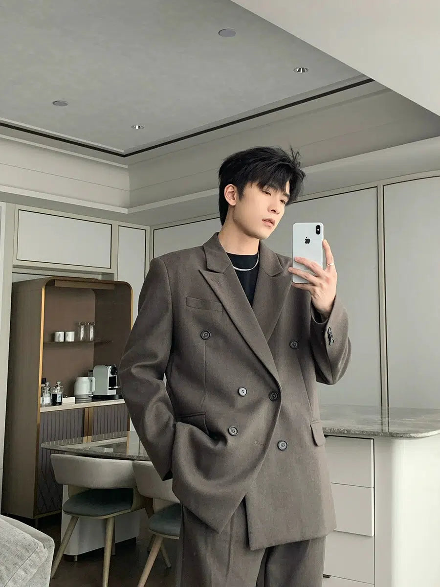 Casual Double-Breasted Suit