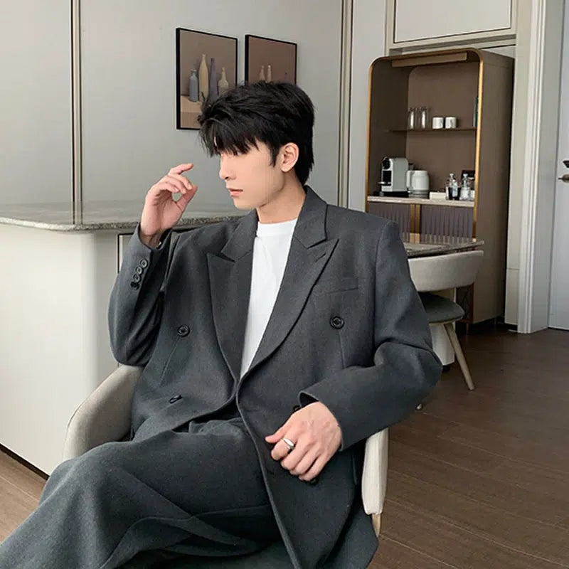 Casual Double-Breasted Suit