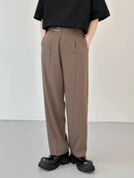 Casual Elastic Waist Suit Straight Pants