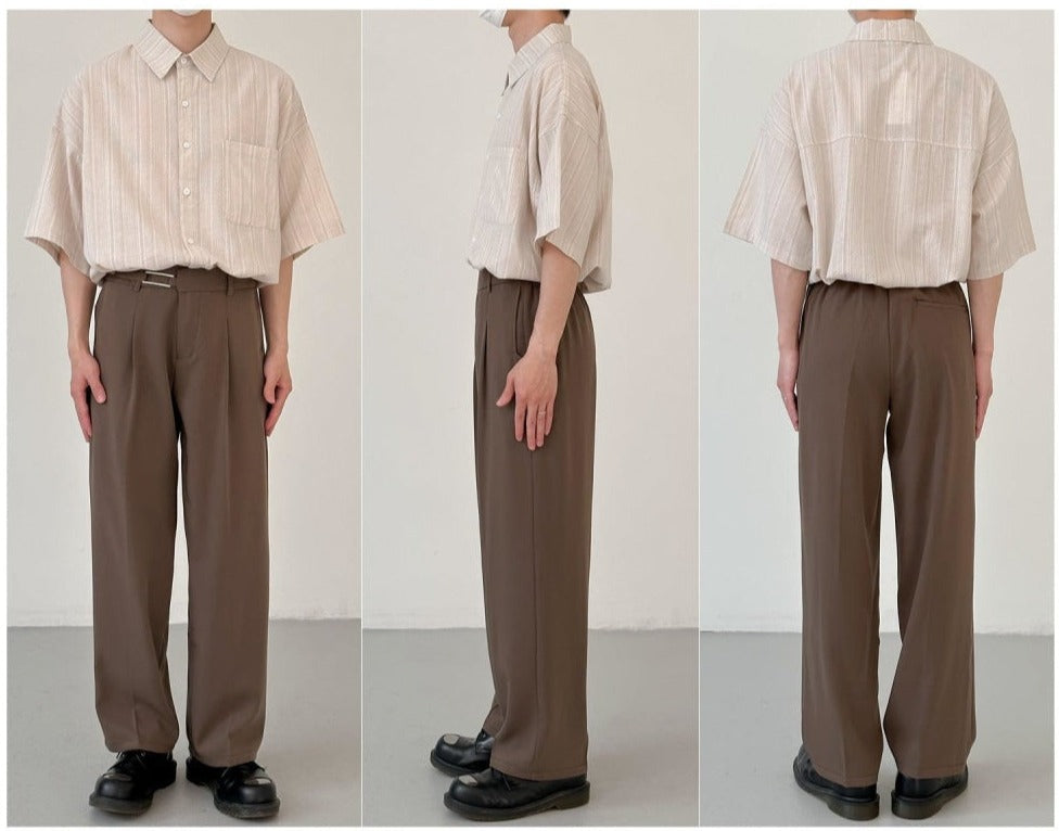 Casual Elastic Waist Suit Straight Pants