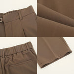 Casual Elastic Waist Suit Straight Pants