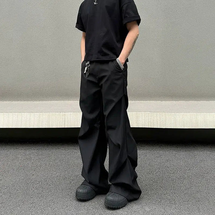 Casual Fit Black Straight-fit Pants
