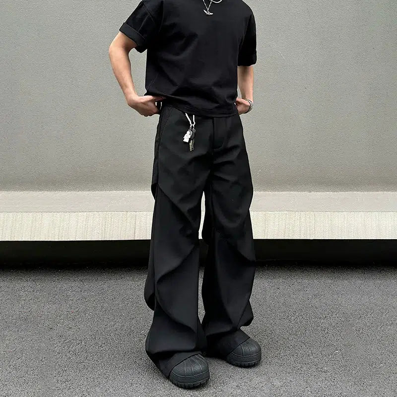Casual Fit Black Straight-fit Pants