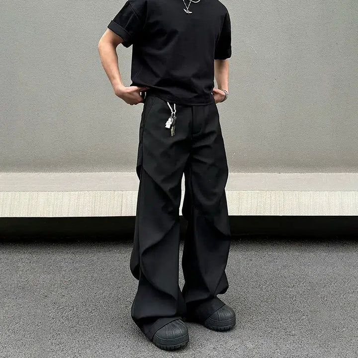 Casual Fit Black Straight-fit Pants
