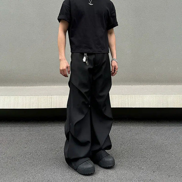 Casual Fit Black Straight-fit Pants