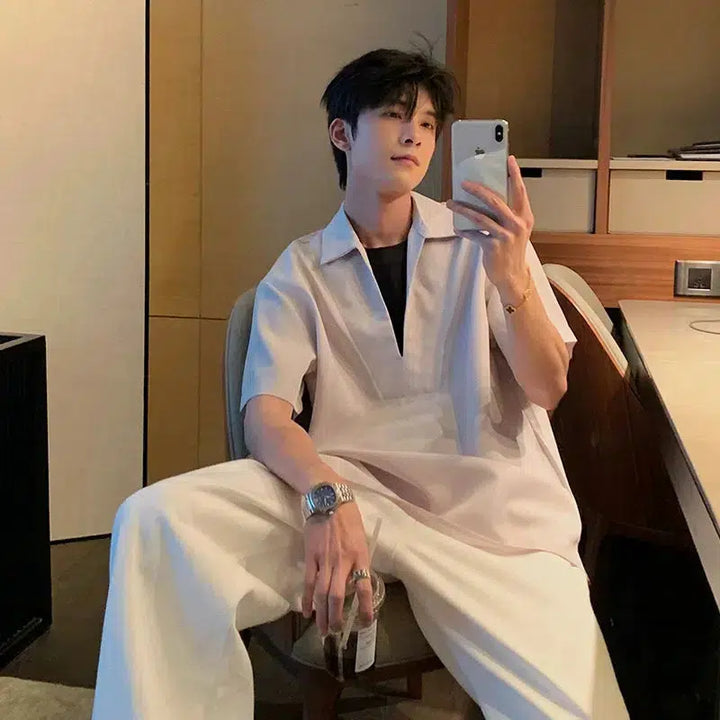 Casual Fit Fake Two-piece Shirt