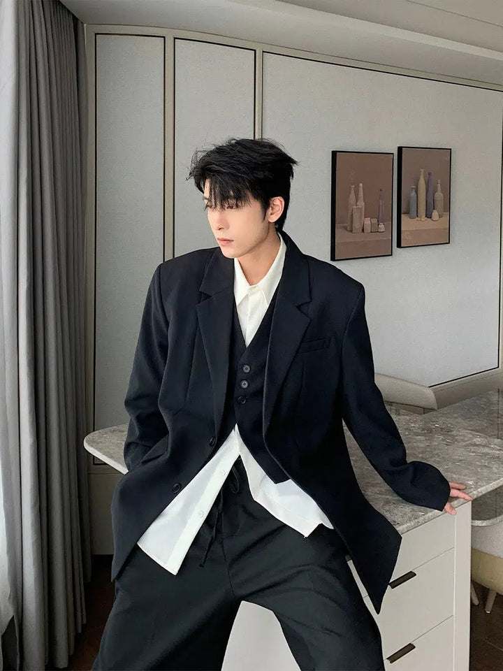 Casual Fit Three-piece Formal Suit