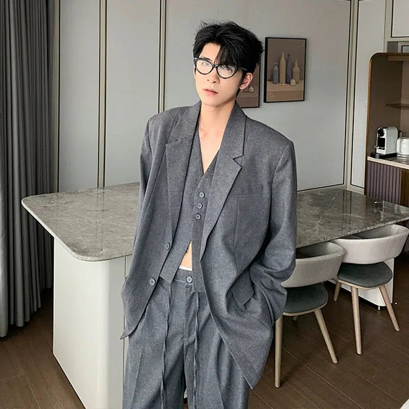 Casual Fit Three-piece Formal Suit