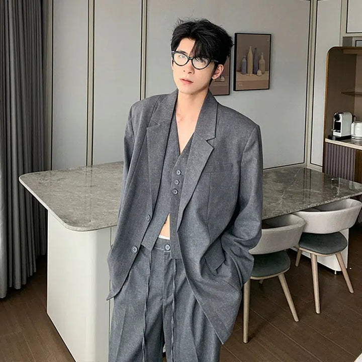 Casual Fit Three-piece Formal Suit