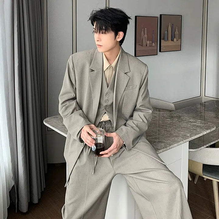Casual Fit Three-piece Formal Suit