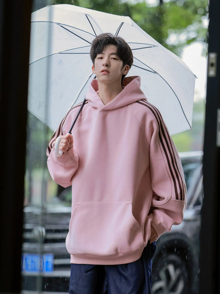 Hoodie with Striped Sleeves