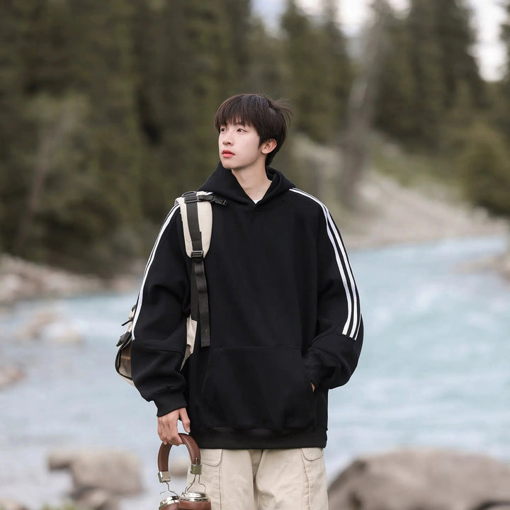 Hoodie with Striped Sleeves