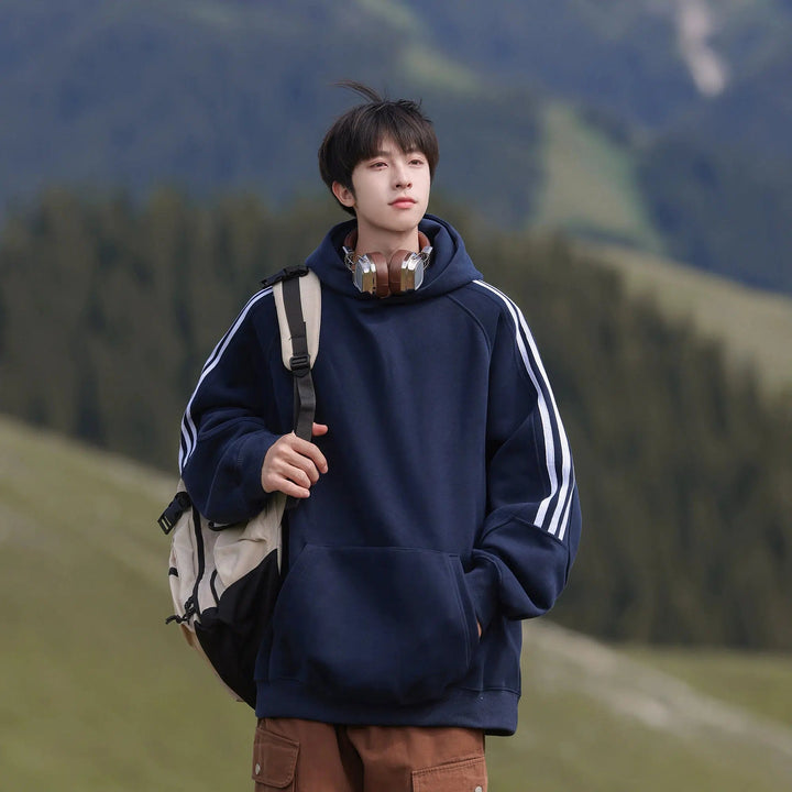 Hoodie with Striped Sleeves