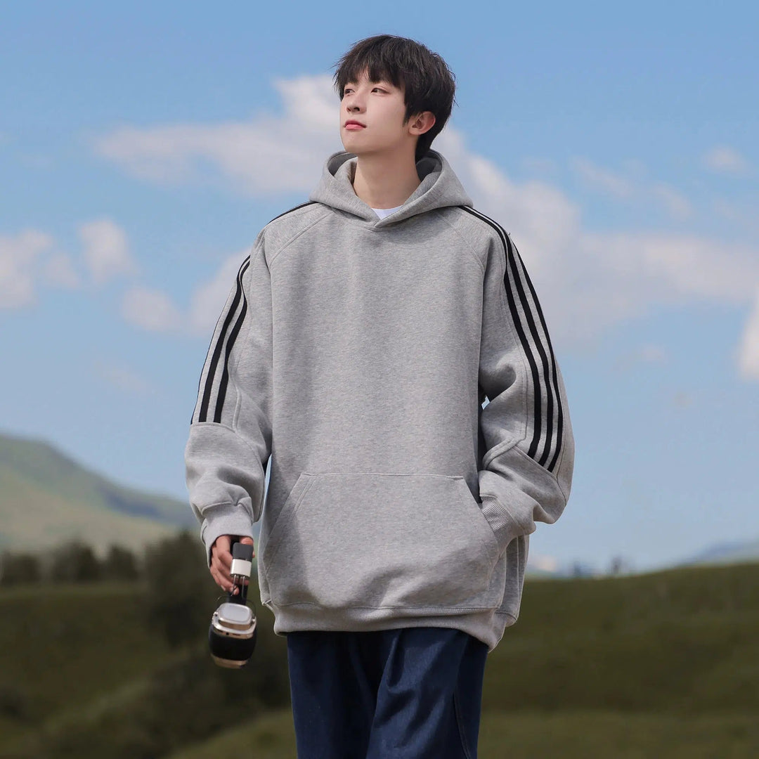 Hoodie with Striped Sleeves