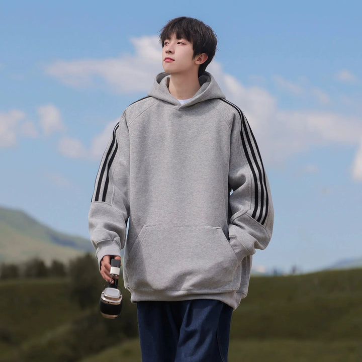 Hoodie with Striped Sleeves