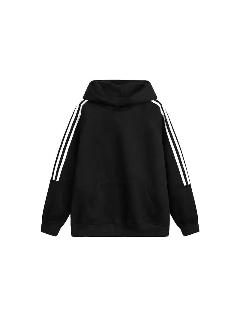 Hoodie with Striped Sleeves