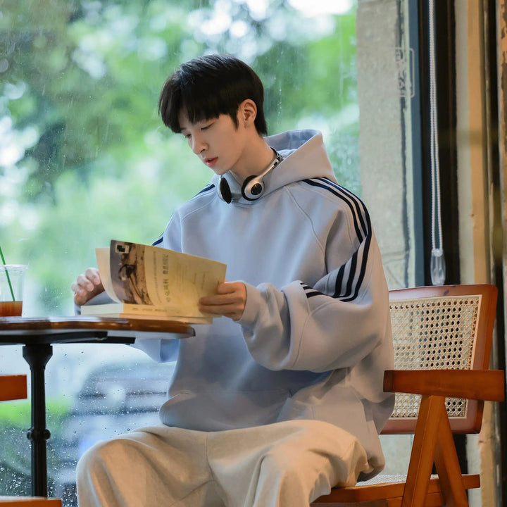 Hoodie with Striped Sleeves