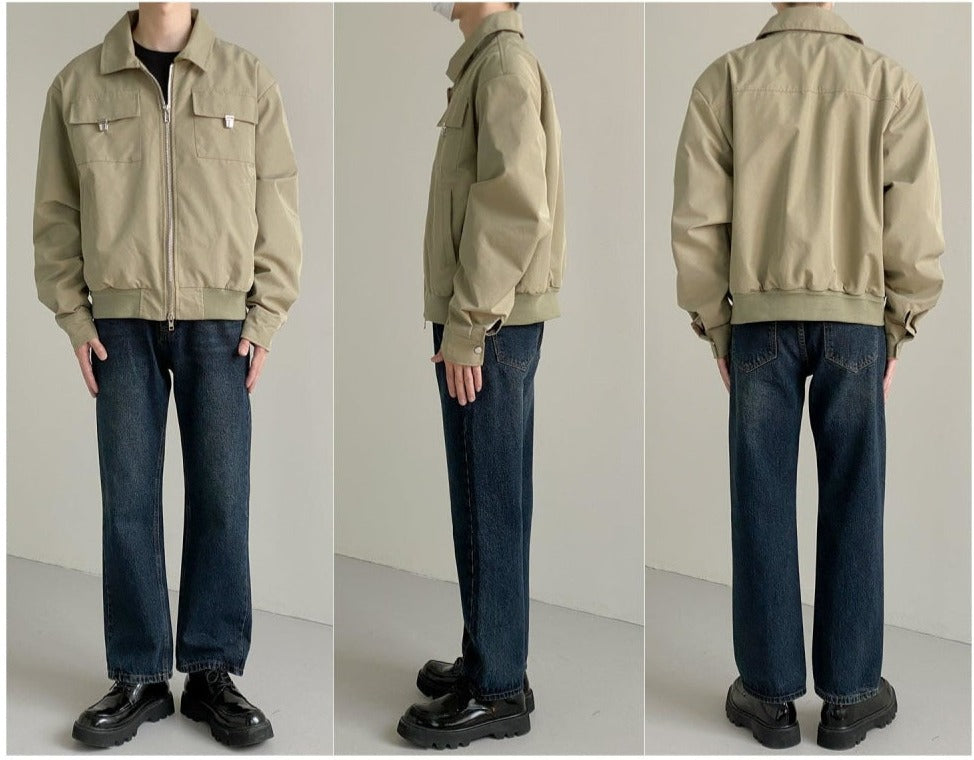 Casual Lapel Zipper Short Jacket