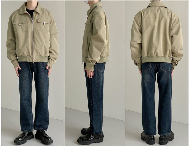 Casual Lapel Zipper Short Jacket
