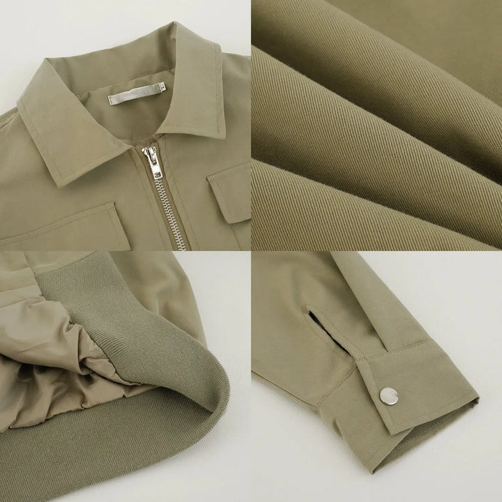 Casual Lapel Zipper Short Jacket