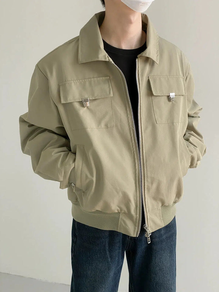 Casual Lapel Zipper Short Jacket