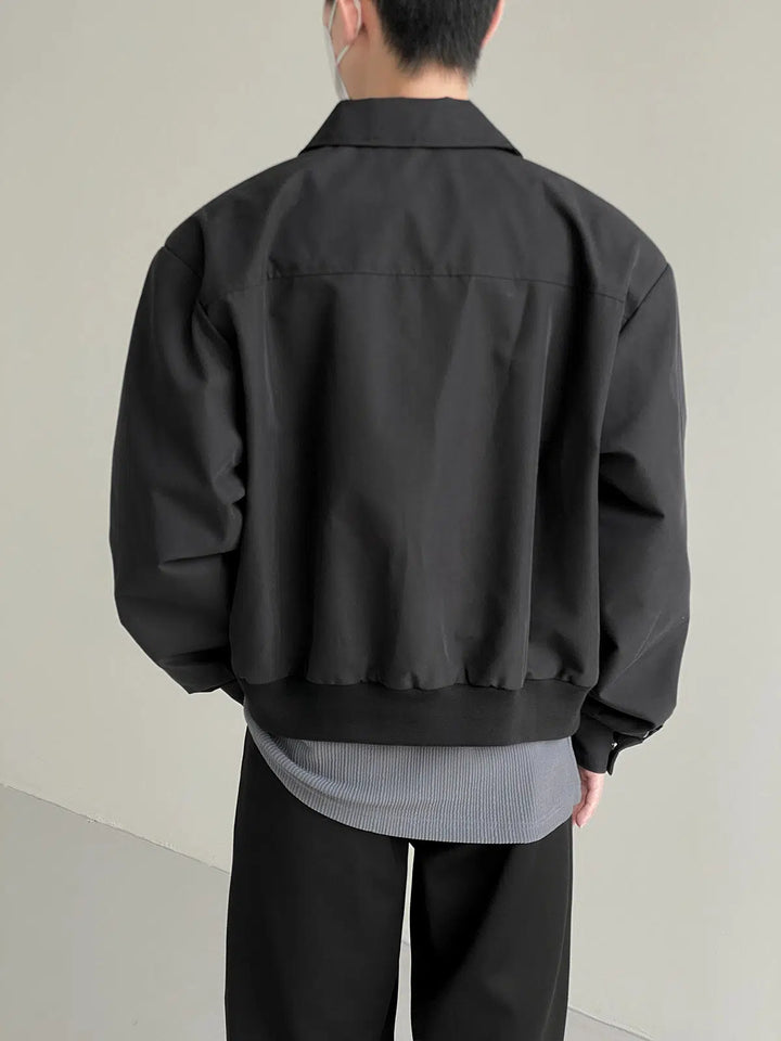 Casual Lapel Zipper Short Jacket