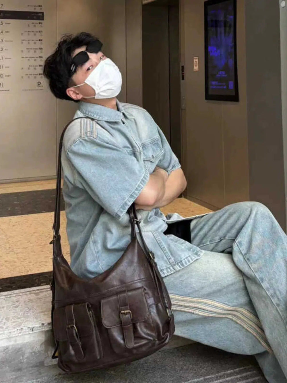 Casual Leather Messenger Bag