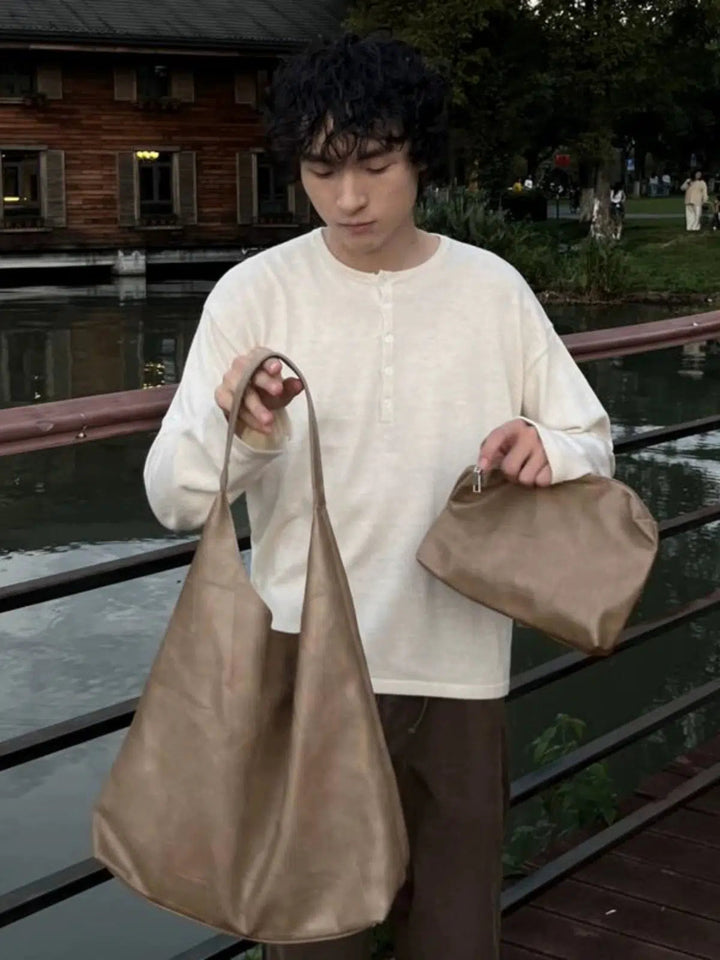 Casual Leather Sling Tote Bag
