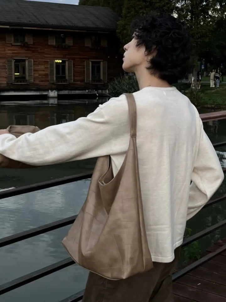 Casual Leather Sling Tote Bag
