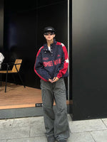 Stitching Button Stand Collar Sweatshirt