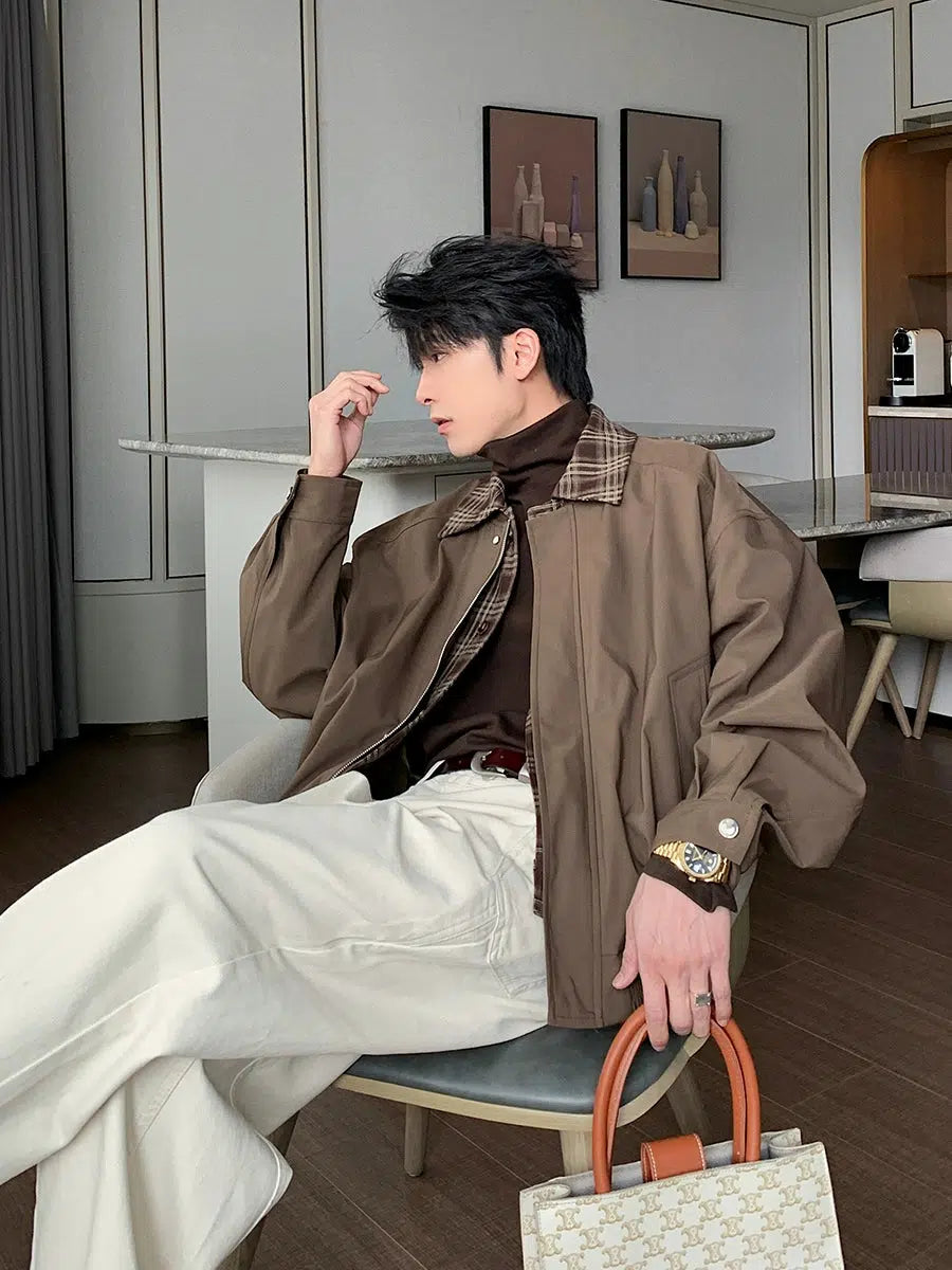 Casual Plaid Collar Jacket