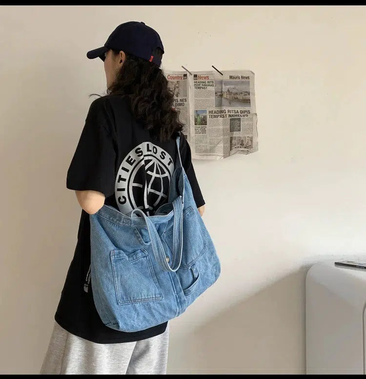 Casual Pocket Canvas Tote Bag