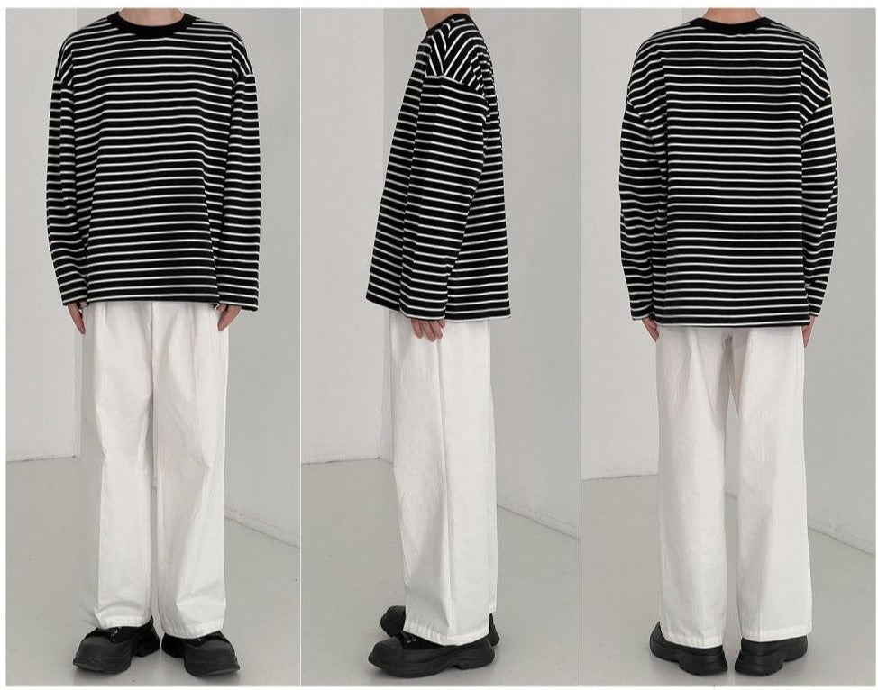 Casual Round Neck Striped Shirt