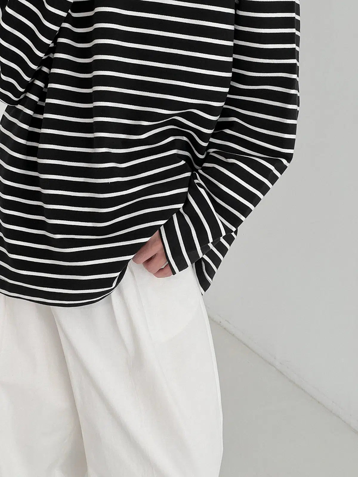 Casual Round Neck Striped Shirt