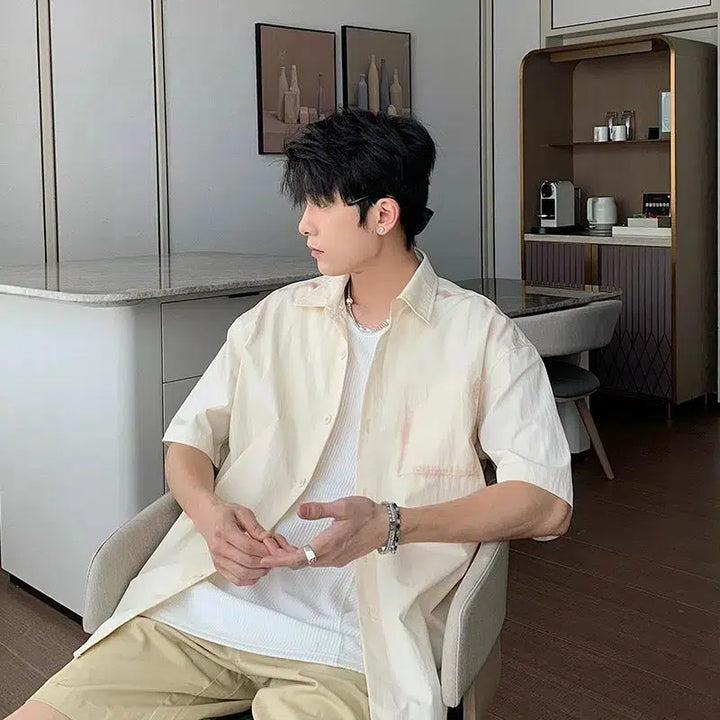 Casual Short Sleeve Button-Up Shirt