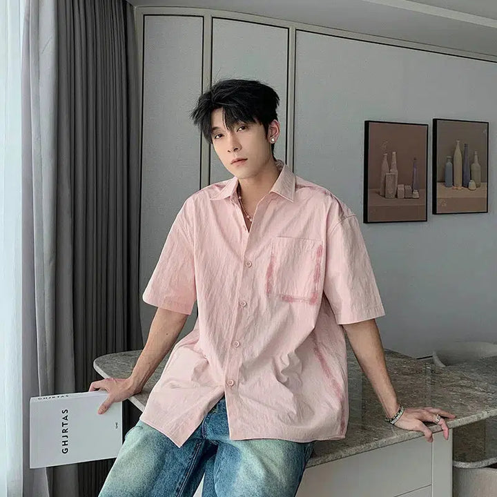 Casual Short Sleeve Button-Up Shirt