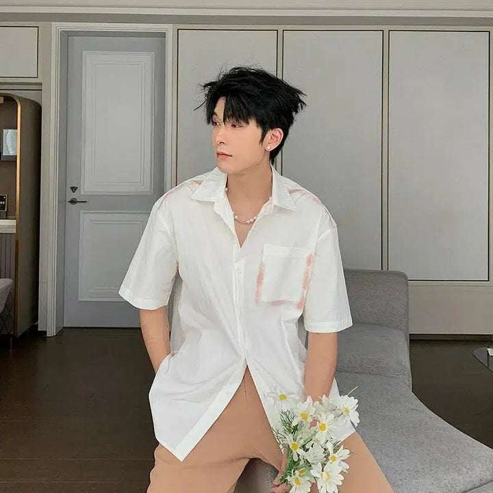 Casual Short Sleeve Button-Up Shirt