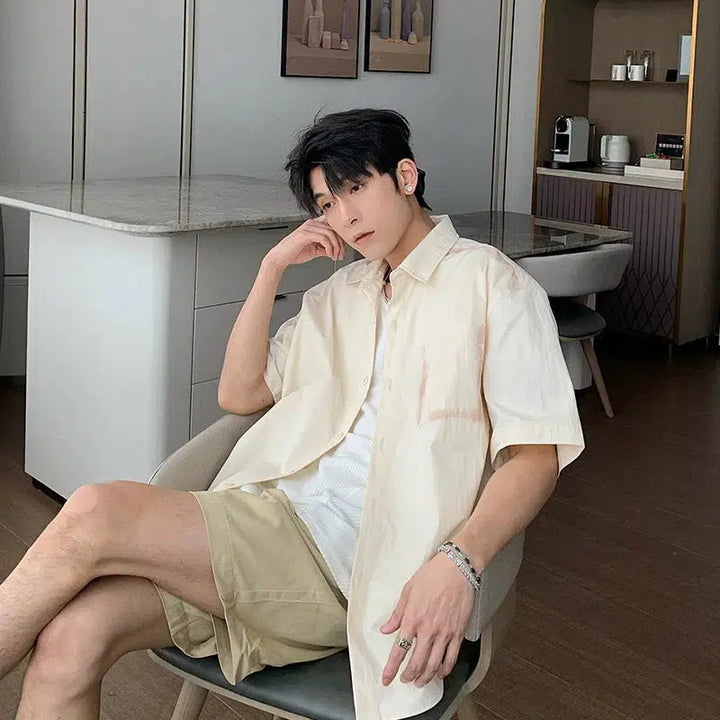 Casual Short Sleeve Button-Up Shirt