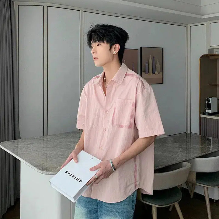 Casual Short Sleeve Button-Up Shirt