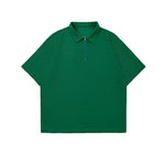 Casual Short-Sleeve Polo Shirt with Zipper Collar