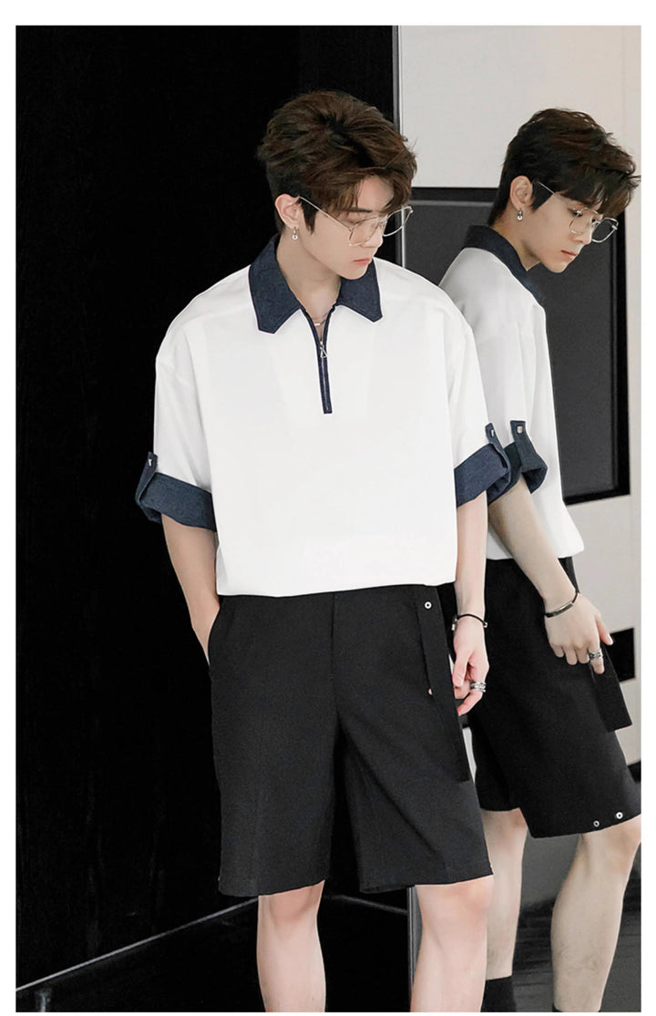 Casual Short Sleeve Polo with Contrast Collar