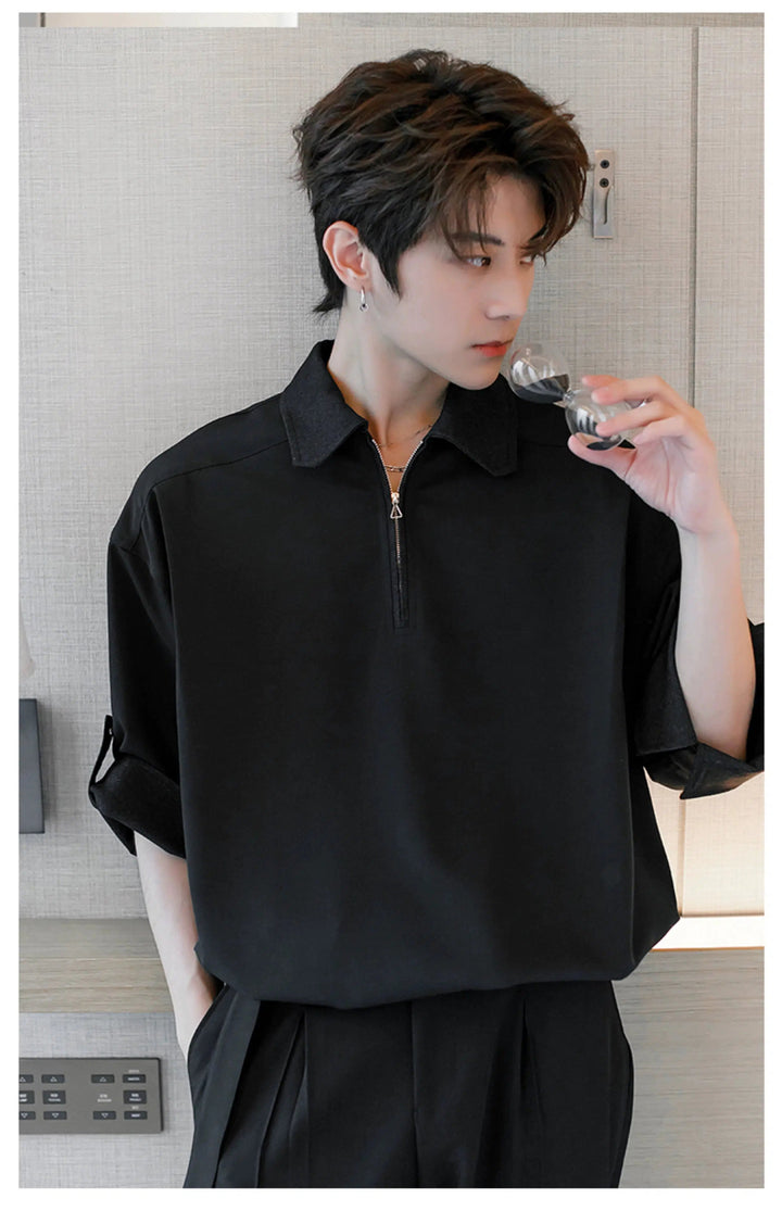 Casual Short Sleeve Polo with Contrast Collar