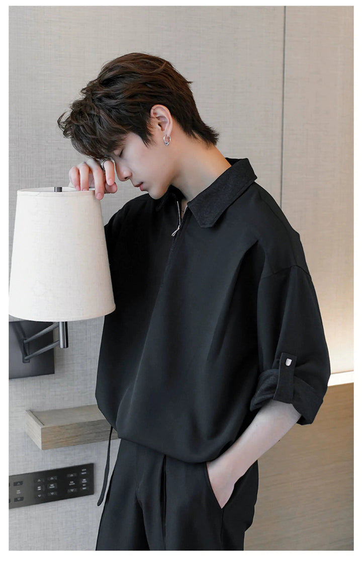 Casual Short Sleeve Polo with Contrast Collar