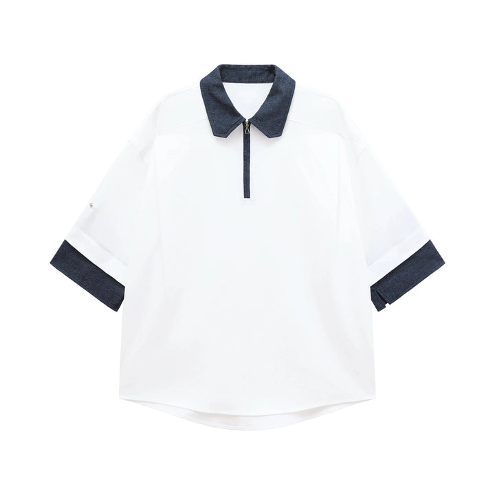 Casual Short Sleeve Polo with Contrast Collar