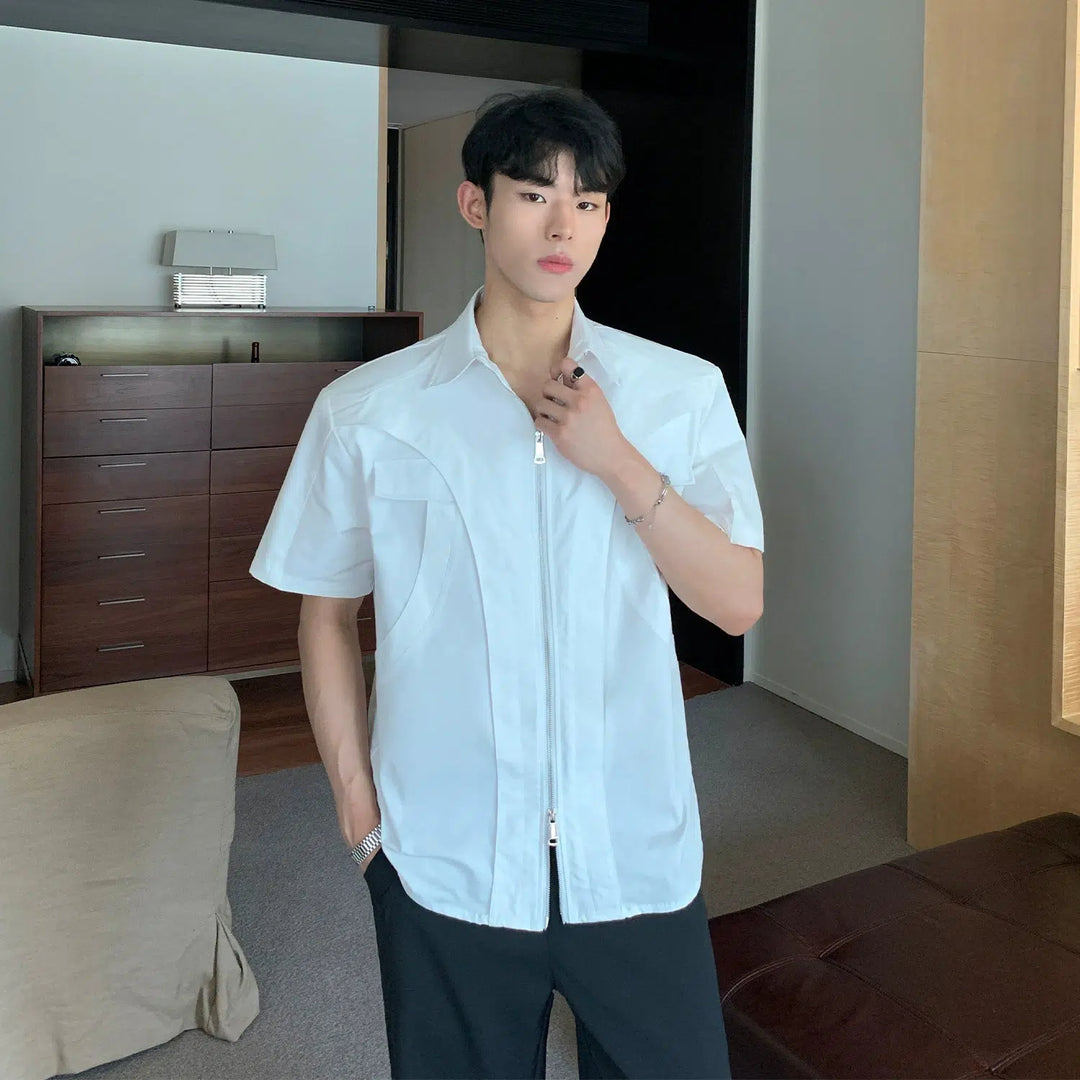 Casual Short-Sleeve Zipper Shirt