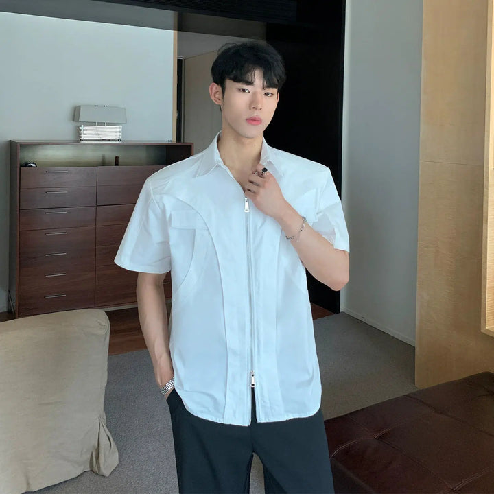 Casual Short-Sleeve Zipper Shirt