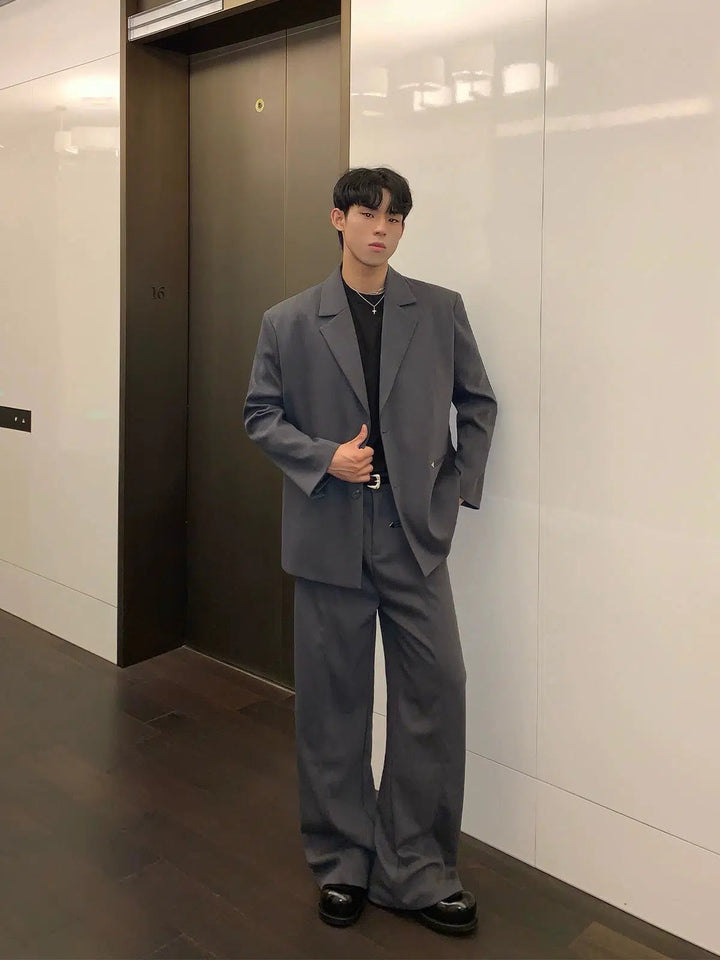 Casual Silhouette Suit Pants Set