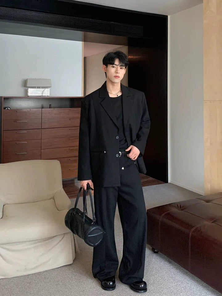 Casual Silhouette Suit Pants Set