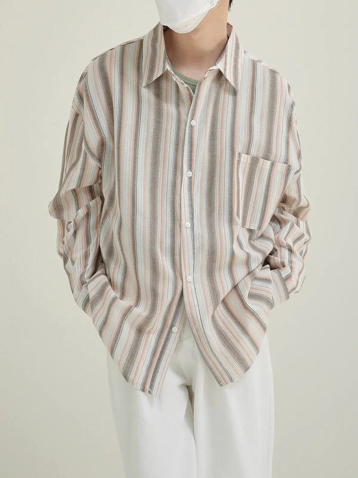 Casual Striped Button-down Shirt