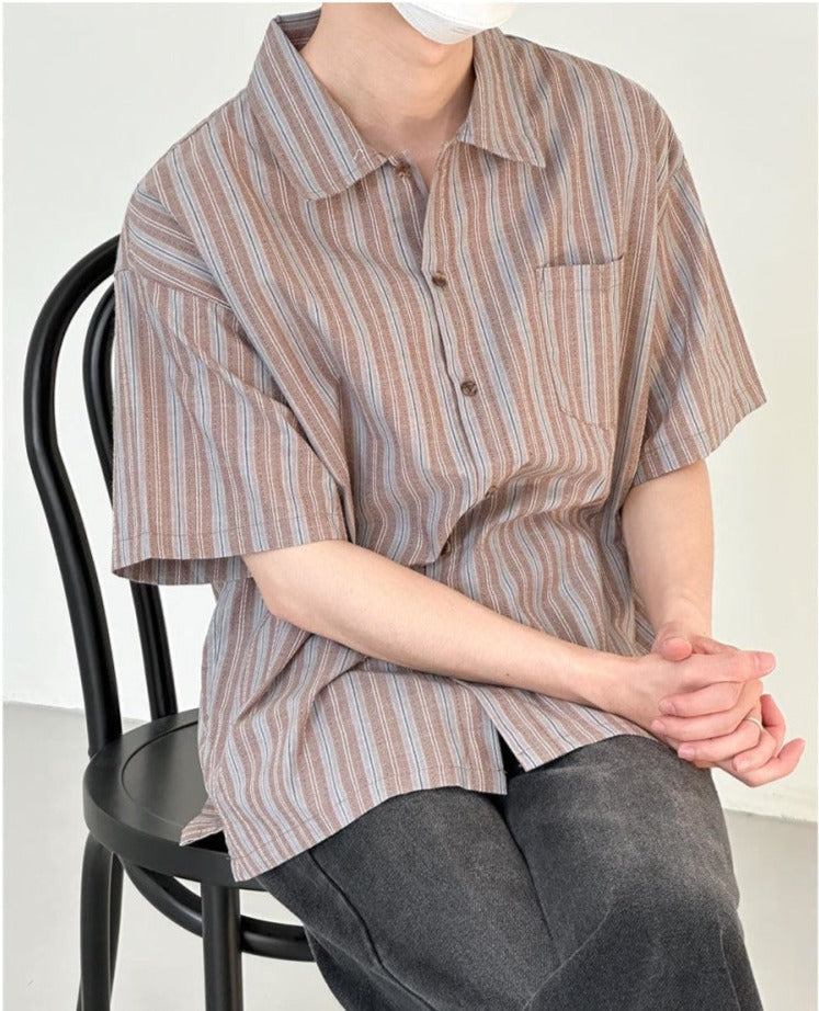 Casual Striped Short-sleeved Shirt